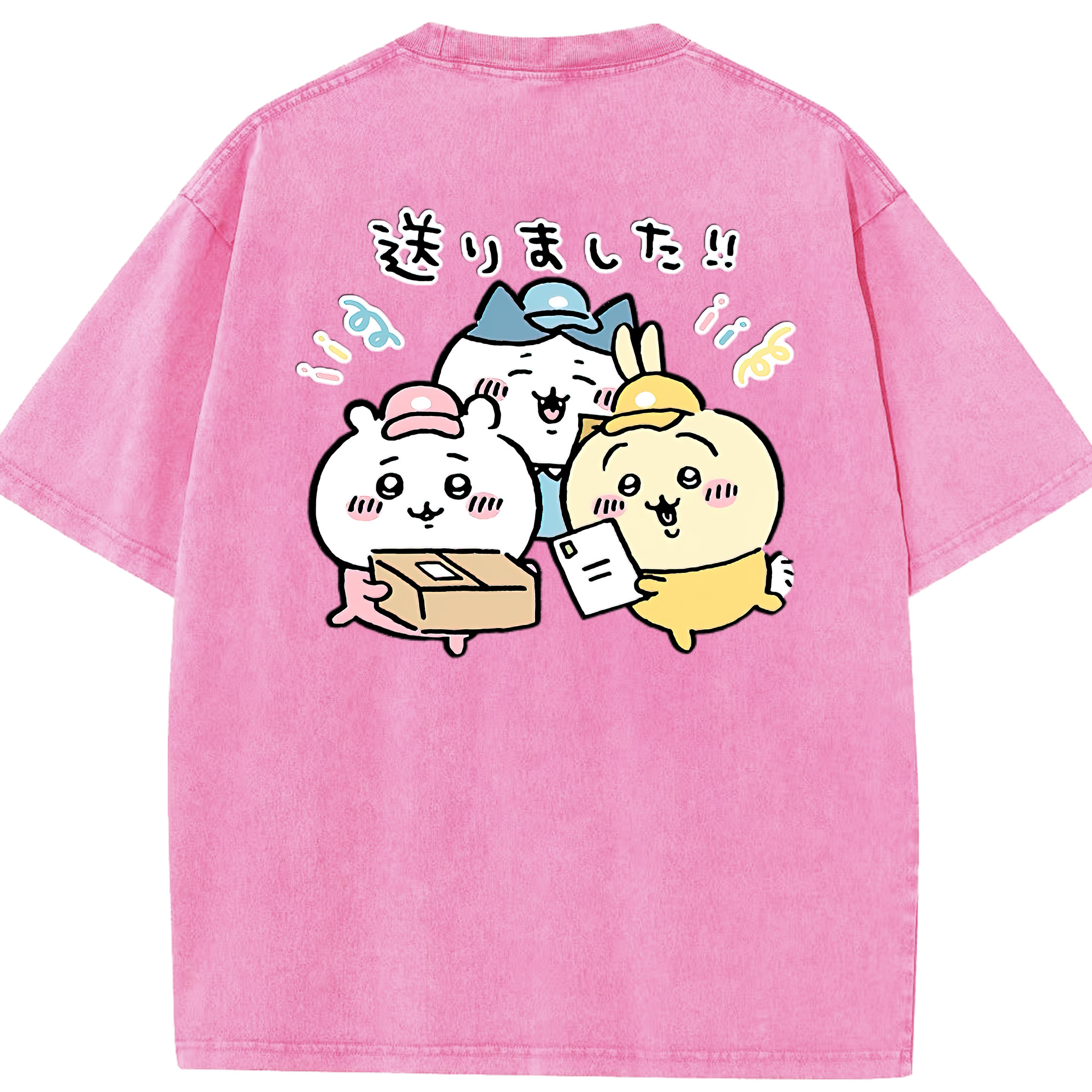 （画像用） ちいかわ ハチワレ Chii-kawa hachiware 綿100% ヴィンテージ風 半袖Tシャツ（背面プリント）